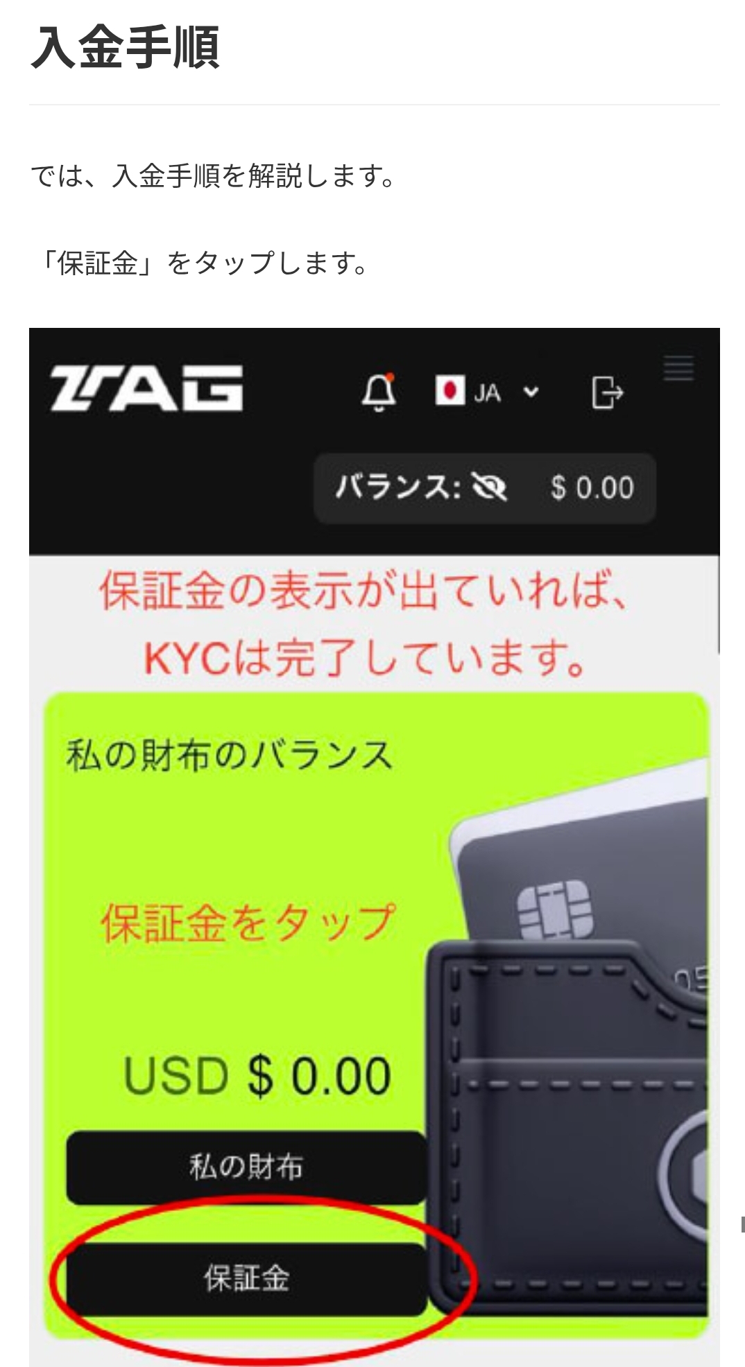 画面 1: 入金画面と送金条件を確認