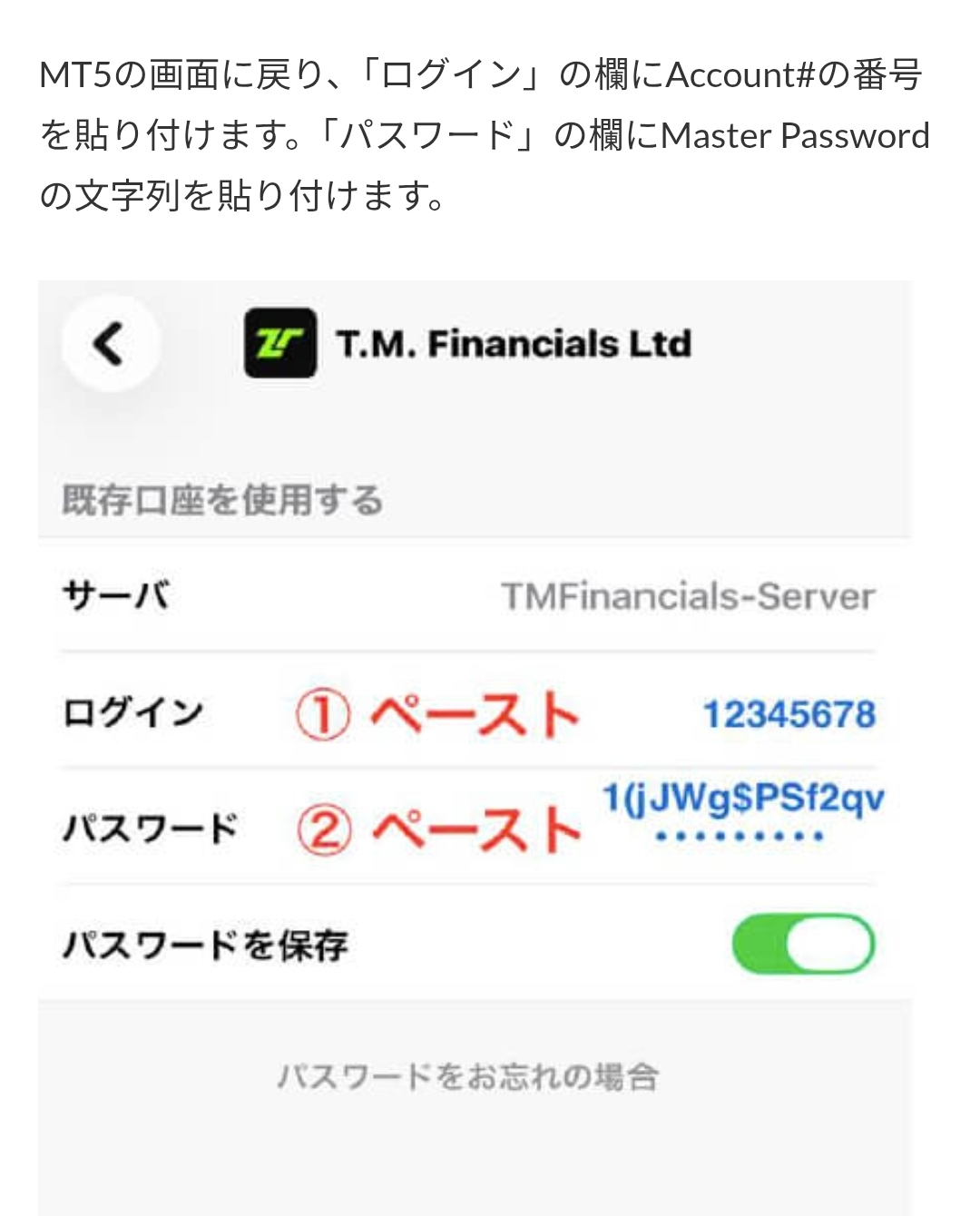 画面 32: 本人の口座情報でMT5にログイン